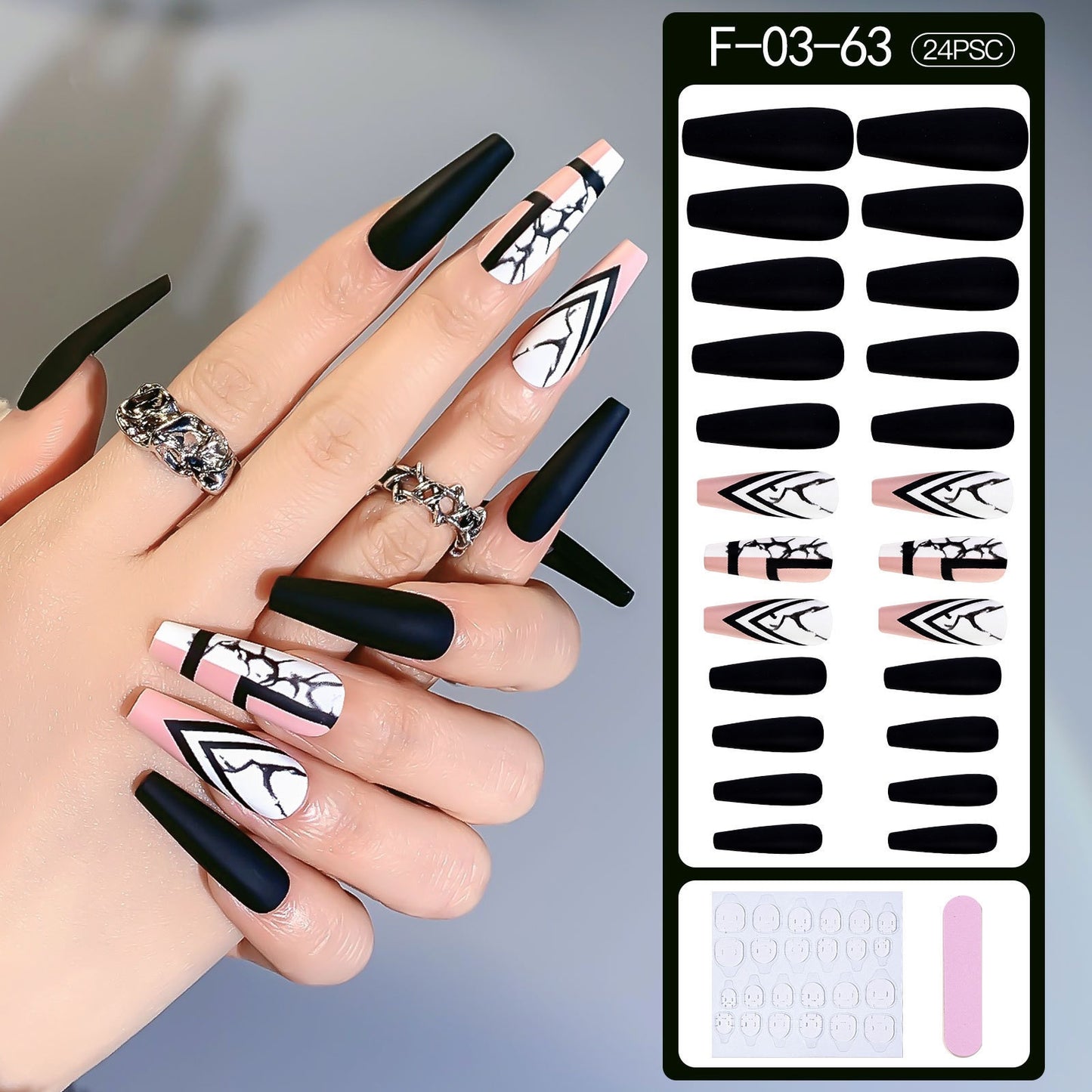 Fake Nails Heart Pattern Full Cover Fake Nails DIY Glue Press On Nails