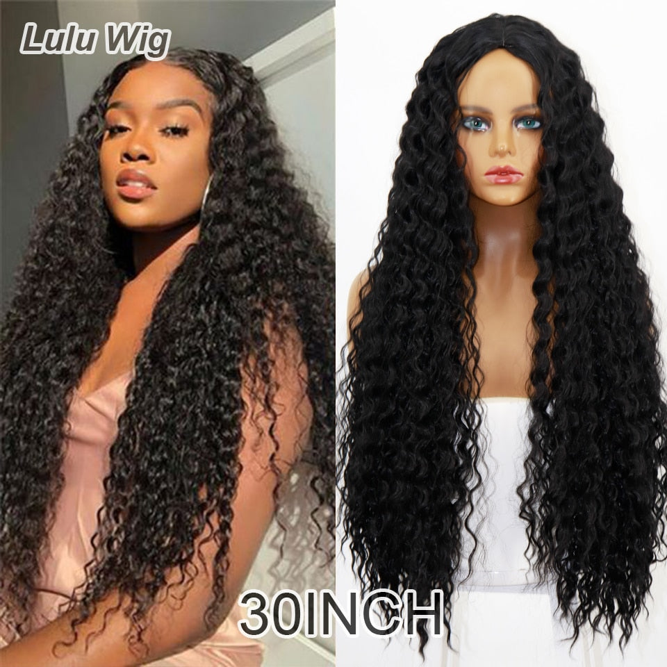 Long Middle Part Synthetic Afro Kinky Curly Wigs for Black Women Cosplay Party High Temperature Synthetic wig