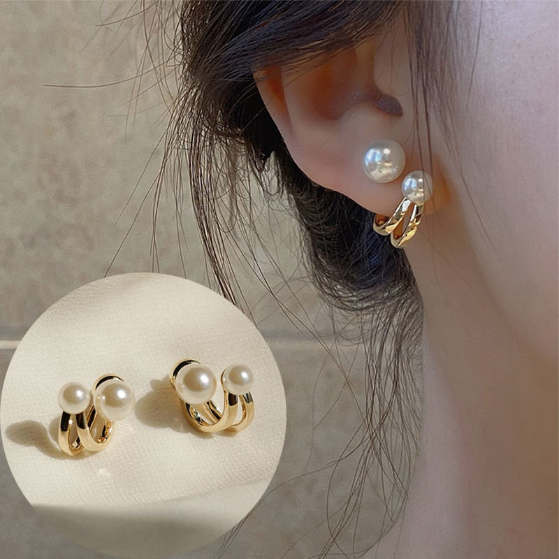 Gold Color Geometric Stud Earrings for Women Korean Fashion Women Earings Party Classic Jewelry