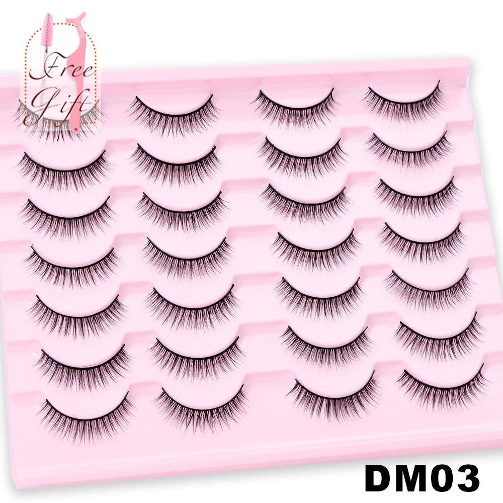 5/10/14Pairs Natural False Eyelashes Dramatic 3D Mink Lashes HandMade Fake Eyelash Extension Reusable Makeup Tool