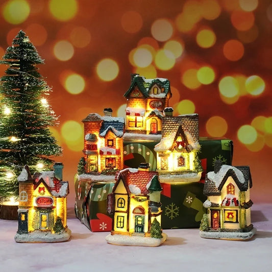 Christmas decoration LED micro -landscape resin house desktop decoration festive gift