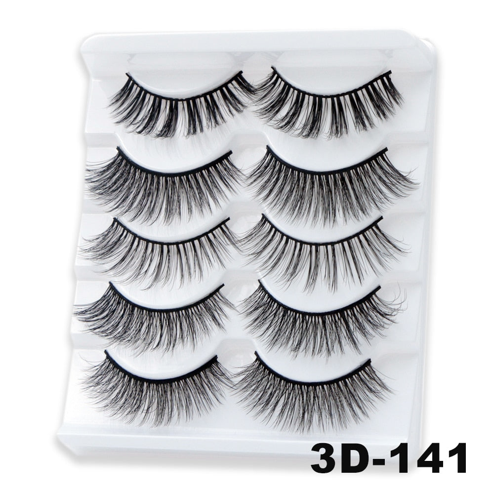 5/10/14Pairs Natural False Eyelashes Dramatic 3D Mink Lashes HandMade Fake Eyelash Extension Reusable Makeup Tool