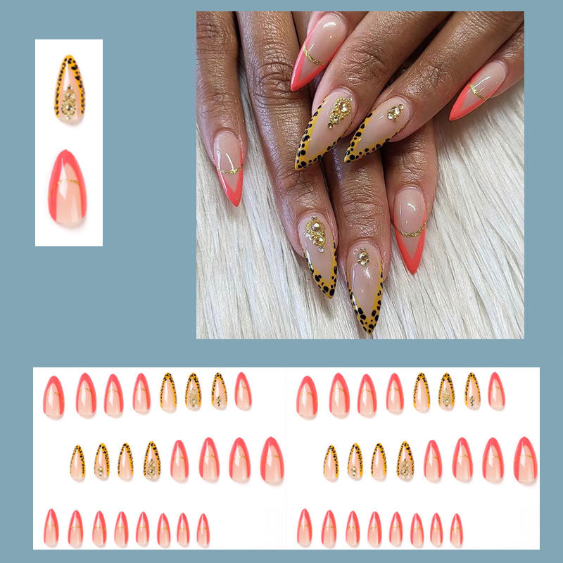 Long Stiletto False Nails Gradient light Green Wearable French Fake Nails Press On Nails Striped Diamond Design Manicure Tips