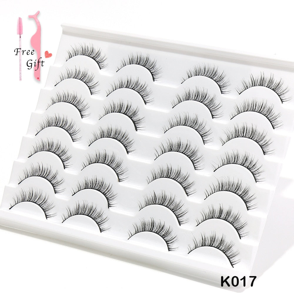 5/10/14Pairs Natural False Eyelashes Dramatic 3D Mink Lashes HandMade Fake Eyelash Extension Reusable Makeup Tool