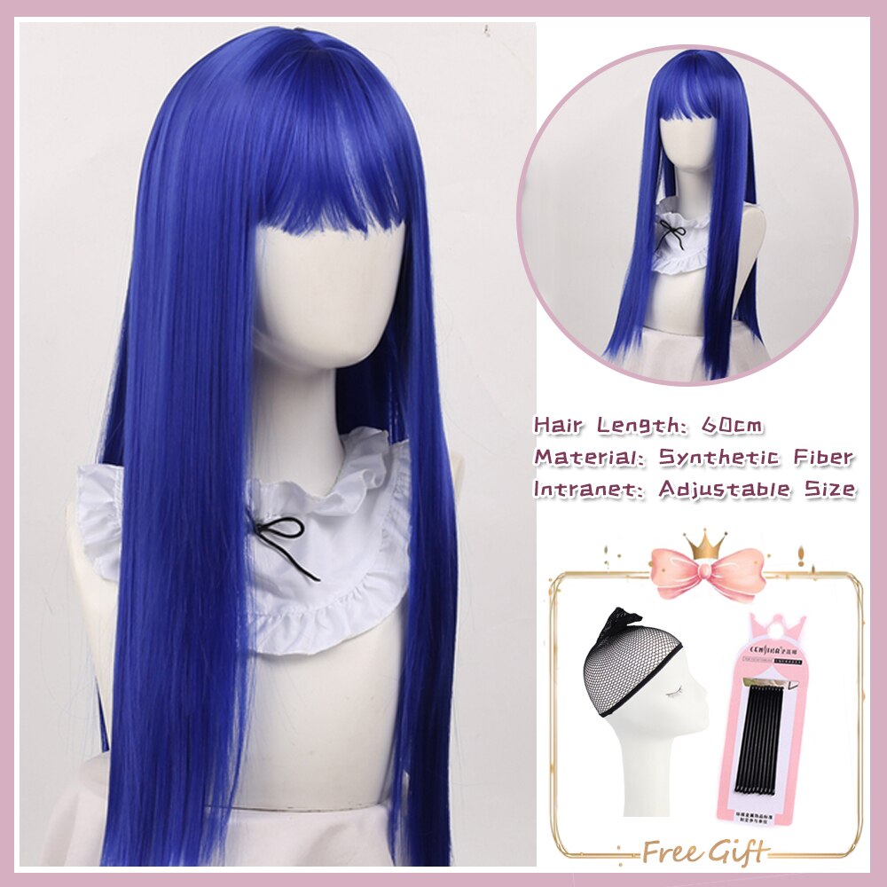 Cosplay Purple Blue High Gloss Bangs Synthetic Long Curly Hair Wig Lolita Women Heat-resistant Wig