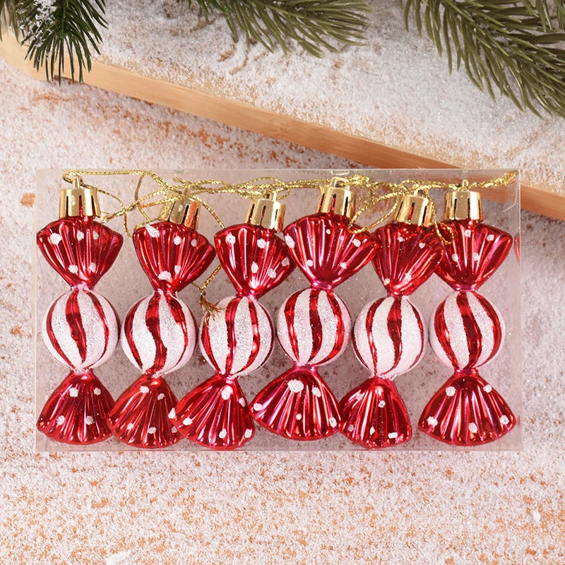 6pcs Christmas Lollipop Candy Cane Pendant Xmas Tree Hanging Ball Ornaments Christmas Decorations for Home New Year Gift