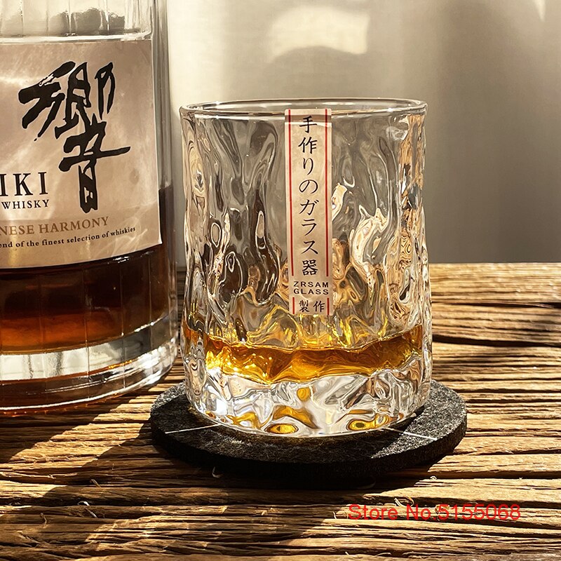 Japanese EDO First Snow Old Fashioned Glass Whiskey Cup Wood Box Whisky Thick Crystal Hammer Heavy Wine Tumbler Beer Mug