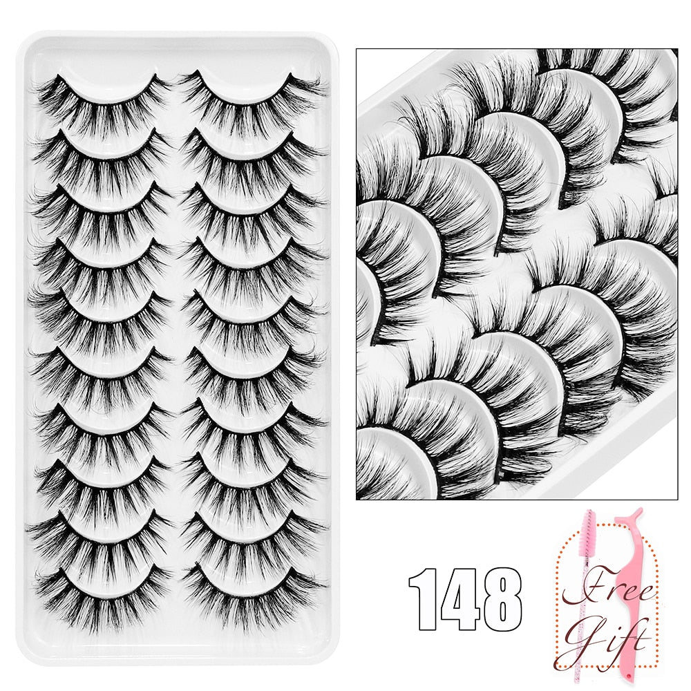 5/10/14Pairs Natural False Eyelashes Dramatic 3D Mink Lashes HandMade Fake Eyelash Extension Reusable Makeup Tool