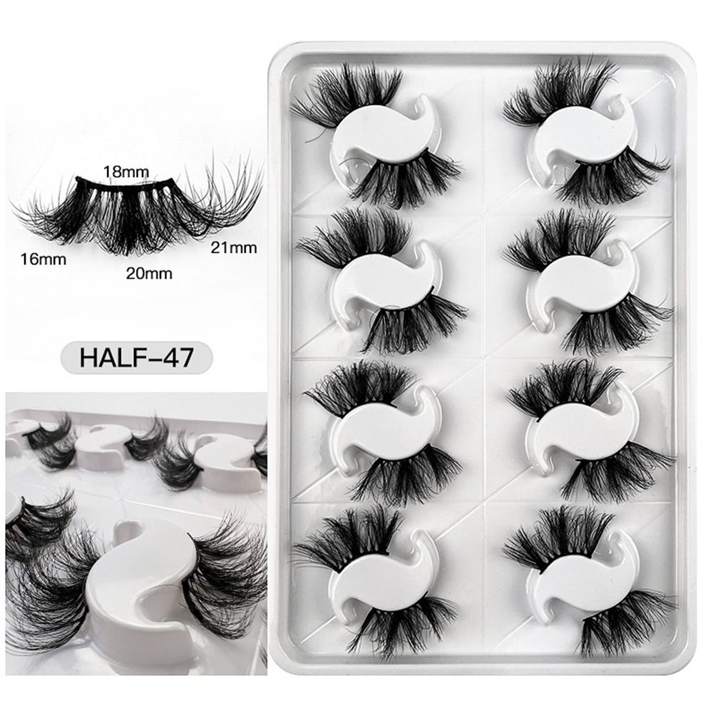 8 Pairs 3D Mink False Eyelashes Mixed Style 100% Mink Hair Wispies Criss-cross Fluffy Eyelashes Volume Handmade Cruelty-free