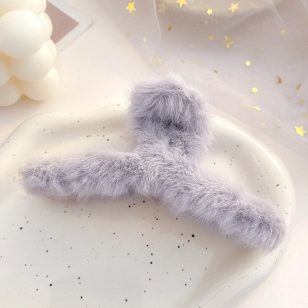 Cute Plush Heart Cartoon Bow Hair Claws For Women Girls Shark Hair Clips Hair Accesseries