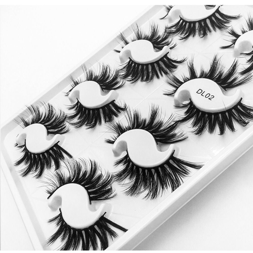 8 Pairs 3D Mink False Eyelashes Mixed Style 100% Mink Hair Wispies Criss-cross Fluffy Eyelashes Volume Handmade Cruelty-free