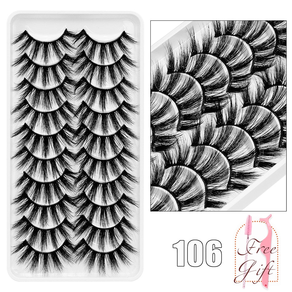 5/10/14Pairs Natural False Eyelashes Dramatic 3D Mink Lashes HandMade Fake Eyelash Extension Reusable Makeup Tool