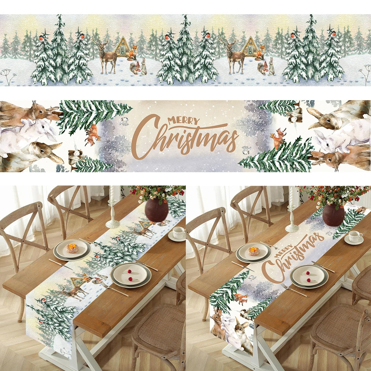 Christmas Table Runner Merry Christmas Decoration for Home Xmas Party Decor Navidad Notal Noel Ornament Happy New Year