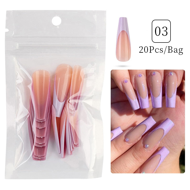 Matte False Nail Tips Solid Color Matte Super Long Coffin False Nail Ballet Press on Nails Tips