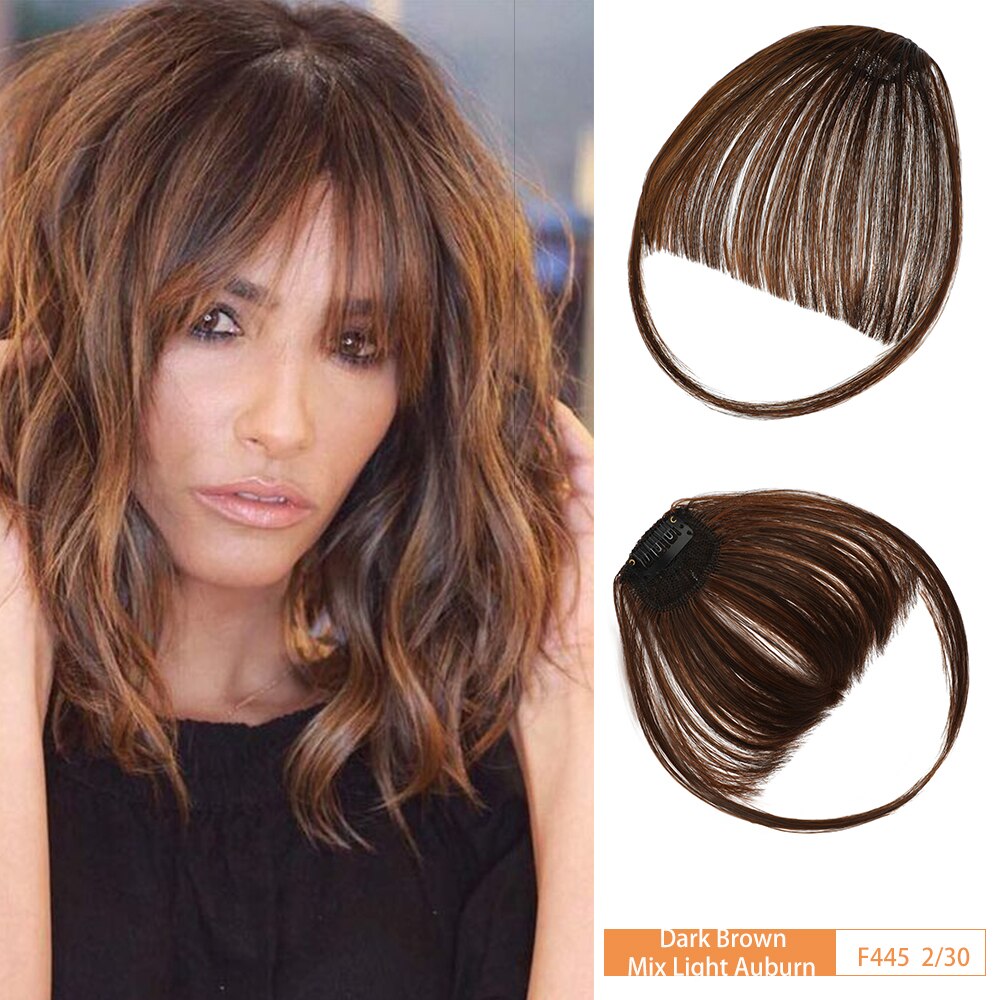 False Bangs Synthetic Hair Extension Fake Fringe Natural hair clip on bangs Light Brown wigs