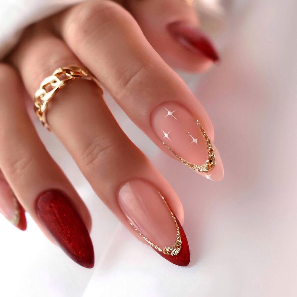 24pcs Almond Stiletto Glitter fake Nails sparkling designs ballet INS Style False Nails with glue press on nails long