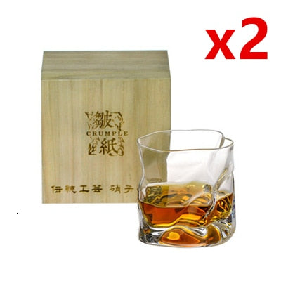 Japanese Edo Designer Crumple Paper Irregular Shape Crystal Faceted Der Whiskybecher Whisky Rock Glass Artwork Wine Cup