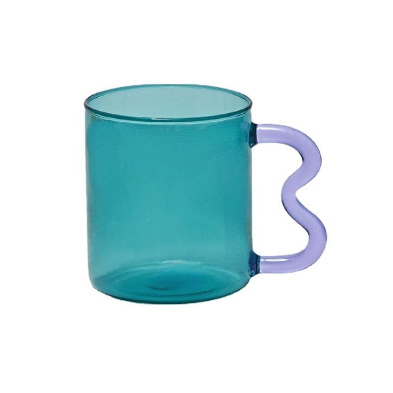 Design Colorful Ear Glass Mug Handmade Simple Wave Coffee Cup Tumbler Gift Drinkware 300ml