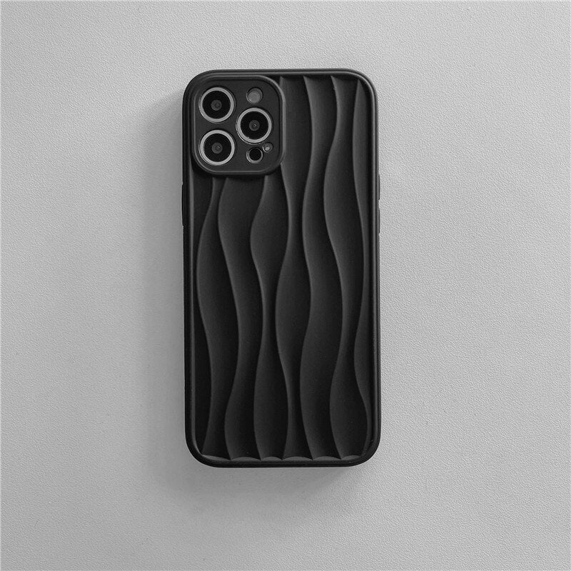 Black Water Ripple wave line art Retro luxury Shockproof Phone case For iPhone 14 13 11 12 Pro Max 14 Plus case Cute Soft Cover