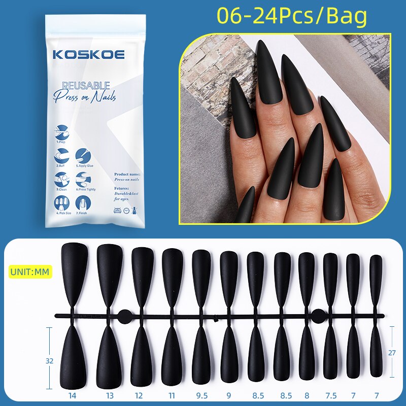 Matte False Nail Tips Solid Color Matte Super Long Coffin False Nail Ballet Press on Nails Tips