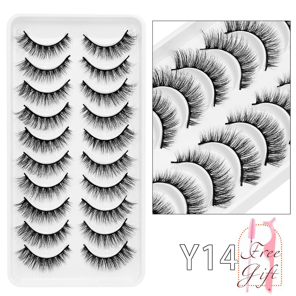 5/10/14Pairs Natural False Eyelashes Dramatic 3D Mink Lashes HandMade Fake Eyelash Extension Reusable Makeup Tool