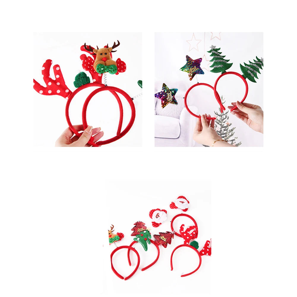 Merry Christmas Decorations For Home Elk Santa Claus Snowman Christmas Tree Headband Hair Accessories Xmas New Year Decor