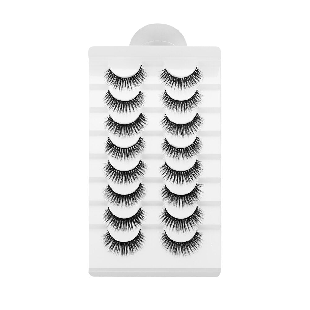 8 Pairs 3D Mink False Eyelashes Mixed Style 100% Mink Hair Wispies Criss-cross Fluffy Eyelashes Volume Handmade Cruelty-free