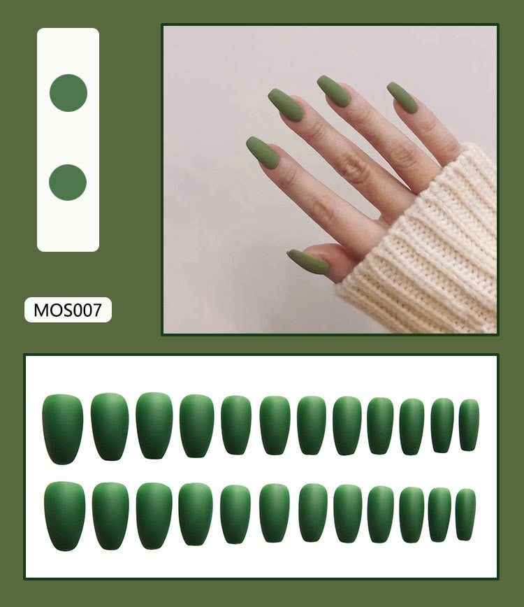 24pcs ballet Matte Solid Color False Nails Removable Artificial Nails with Natural Fit full cover white nail tips nails press on