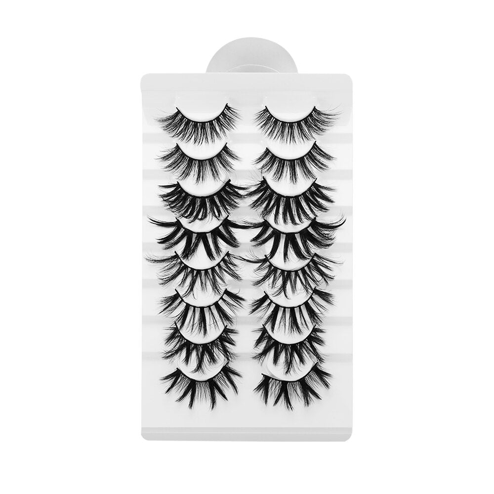 8 Pairs 3D Mink False Eyelashes Mixed Style 100% Mink Hair Wispies Criss-cross Fluffy Eyelashes Volume Handmade Cruelty-free