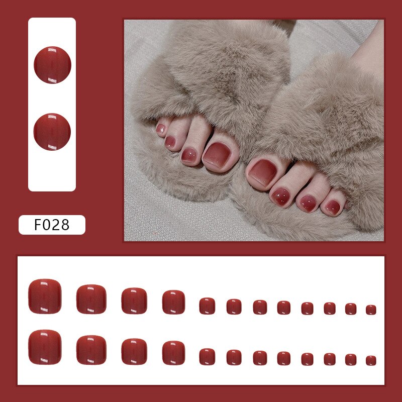 24pcs detachable fake toe nails Shiny fragment Jade foot nail stickers full cover white toe nail tips short press on toe nails