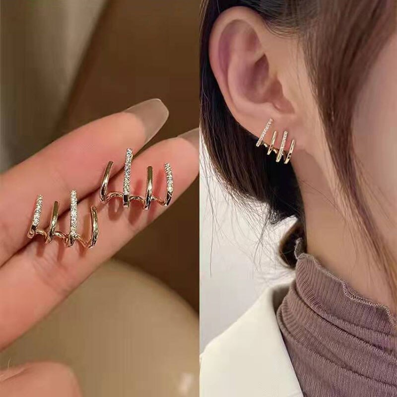 Gold Color Geometric Stud Earrings for Women Korean Fashion Women Earings Party Classic Jewelry