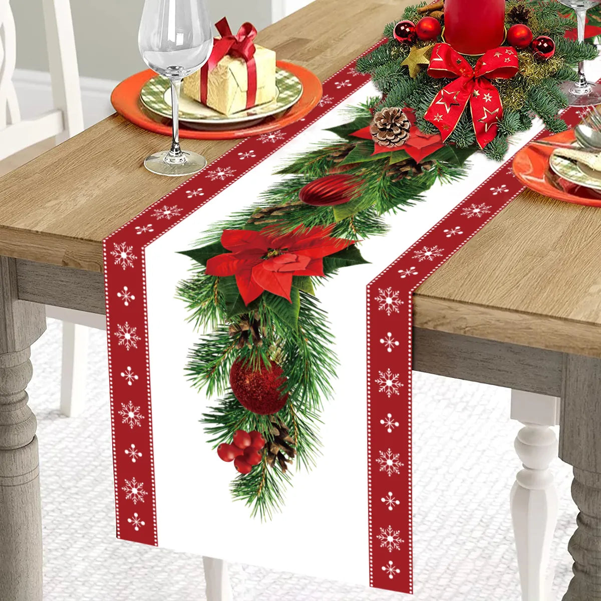 Christmas Table Runner Merry Christmas Decoration for Home Xmas Party Decor Navidad Notal Noel Ornament Happy New Year