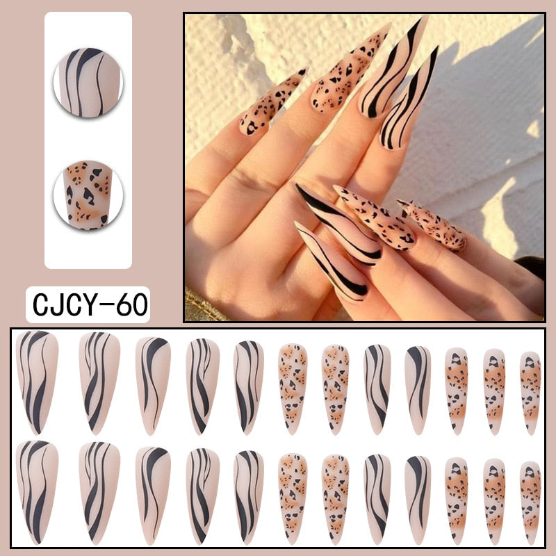 Fake Nails Heart Pattern Full Cover Fake Nails DIY Glue Press On Nails