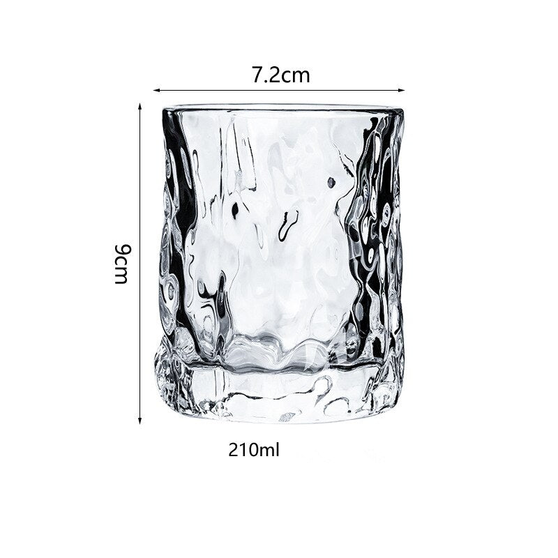 Japanese EDO First Snow Old Fashioned Glass Whiskey Cup Wood Box Whisky Thick Crystal Hammer Heavy Wine Tumbler Beer Mug