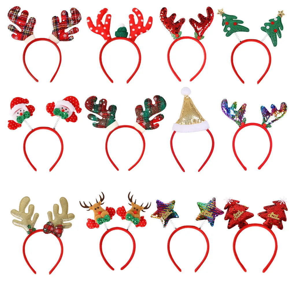 Merry Christmas Decorations For Home Elk Santa Claus Snowman Christmas Tree Headband Hair Accessories Xmas New Year Decor