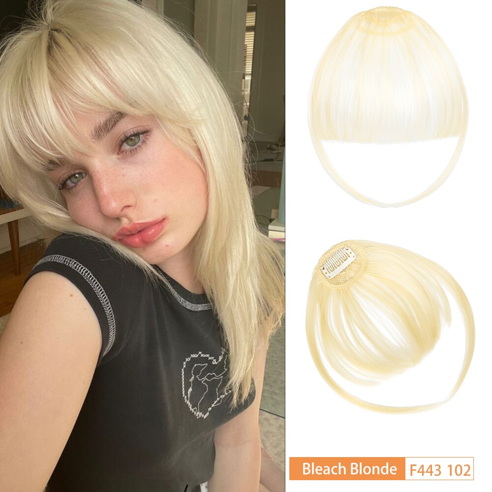 False Bangs Synthetic Hair Extension Fake Fringe Natural hair clip on bangs Light Brown wigs