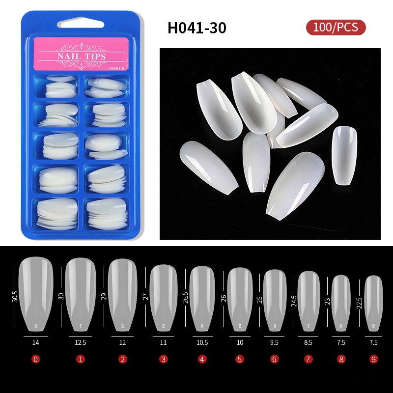 100pcs/box Clear Transparent Seamless Fake Nails Full Coverage False Nails Tips Short T-shaped Water Drop Full Sticker For Nails