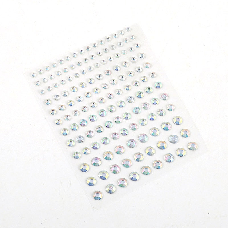 1 Pcs Disposable Tattoo Stickers Face Jewelry Color Crystal Diamond DIY Eyes Face Body Waterproof Makeup Decorations Rhinestones