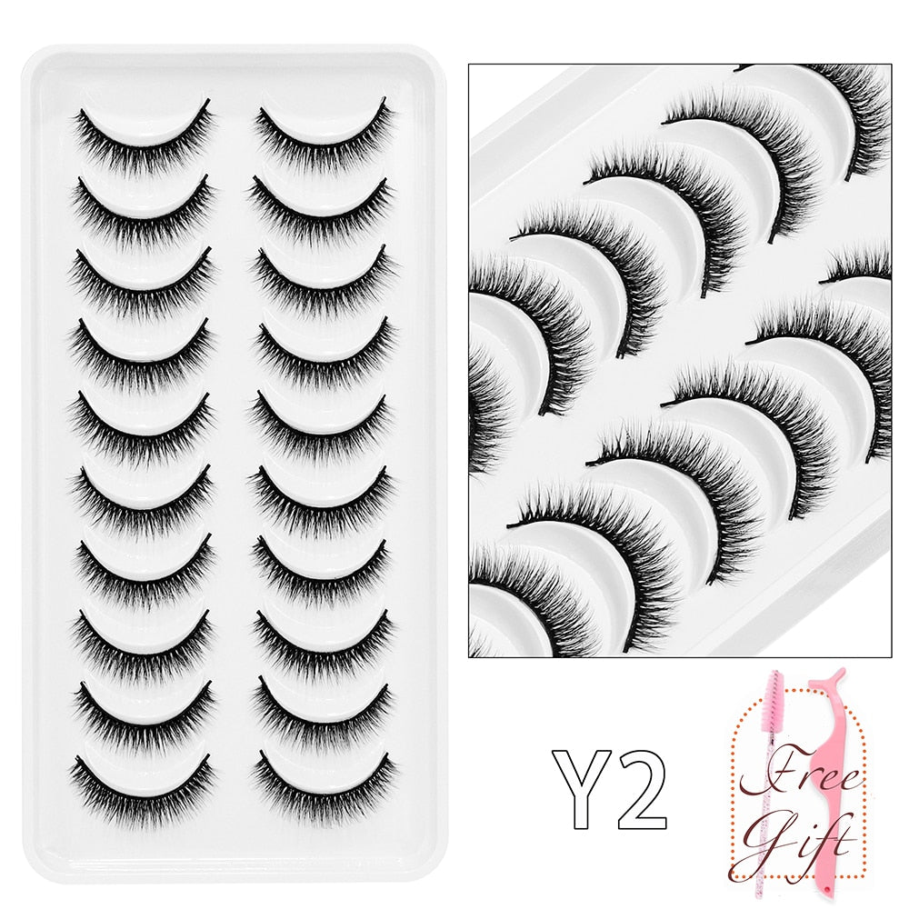 5/10/14Pairs Natural False Eyelashes Dramatic 3D Mink Lashes HandMade Fake Eyelash Extension Reusable Makeup Tool