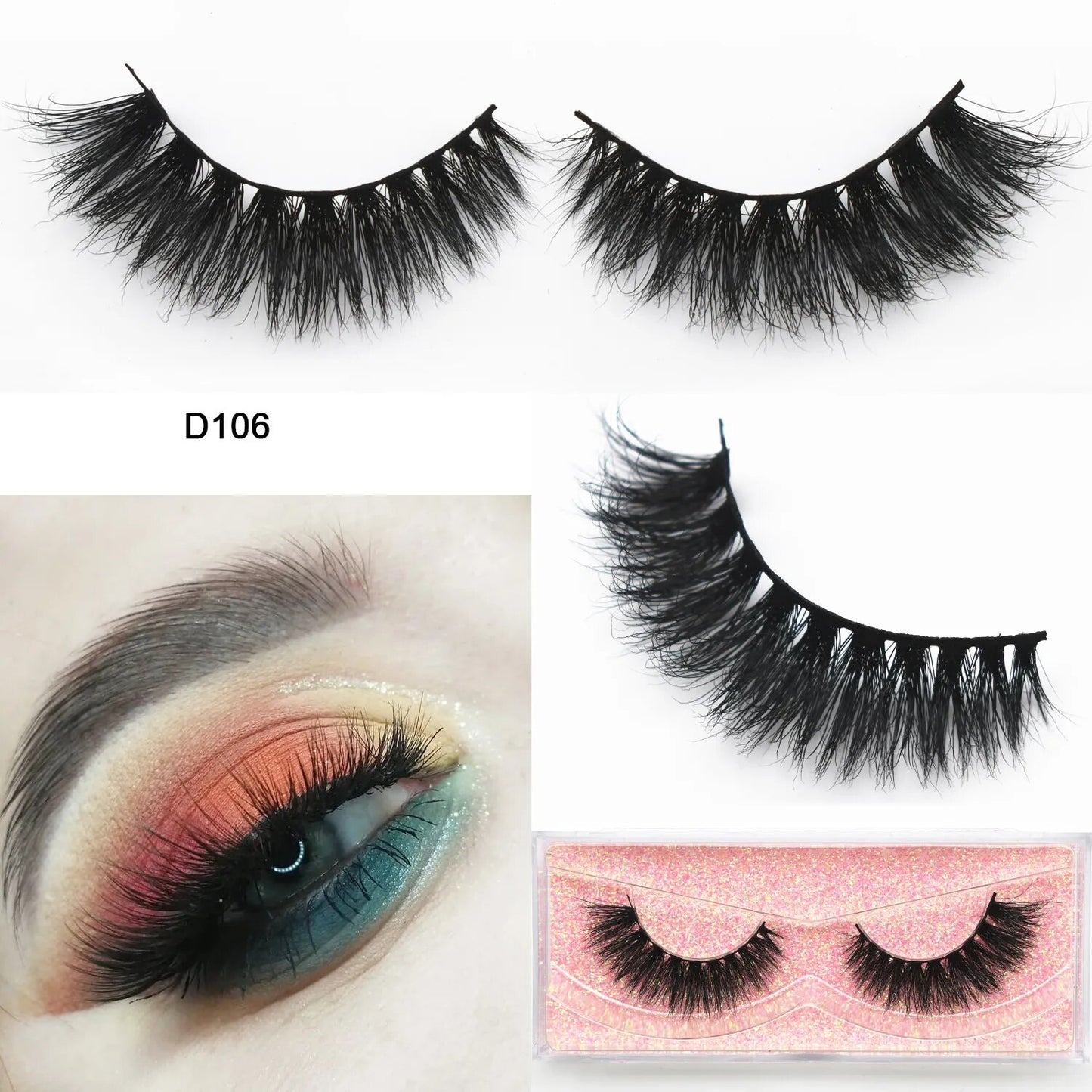 3D Mink Cat Eye Lashes Mink False Eyelash Handmade Wispy Volume Cateye Lashes Fox Eye Lashes Full Strip Lashes Makeup Fake Lash