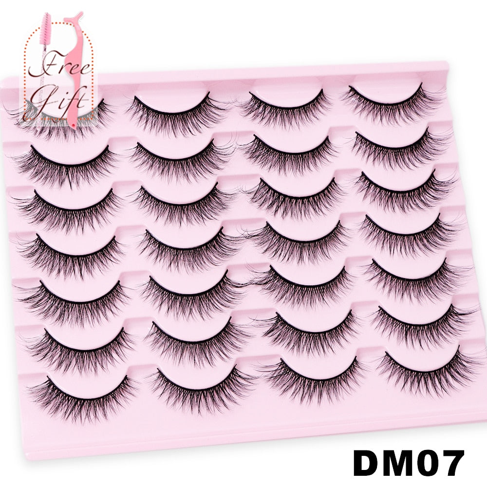 5/10/14Pairs Natural False Eyelashes Dramatic 3D Mink Lashes HandMade Fake Eyelash Extension Reusable Makeup Tool