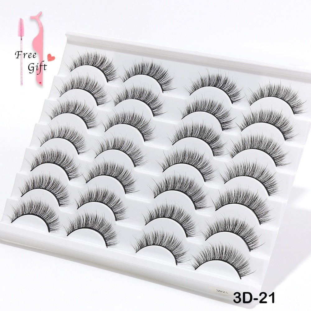 5/10/14Pairs Natural False Eyelashes Dramatic 3D Mink Lashes HandMade Fake Eyelash Extension Reusable Makeup Tool