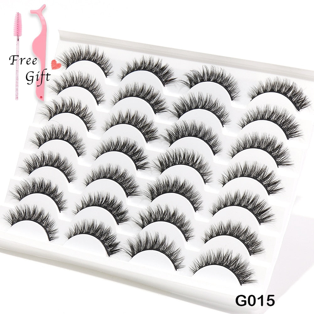 5/10/14Pairs Natural False Eyelashes Dramatic 3D Mink Lashes HandMade Fake Eyelash Extension Reusable Makeup Tool