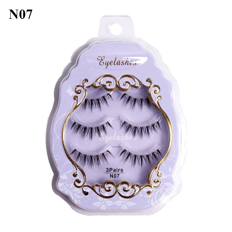 3pairs Mink Eyelashes Invisible Band Lash Extension Natural False Eyelashes Cross Cluster Fairy 3D Faux