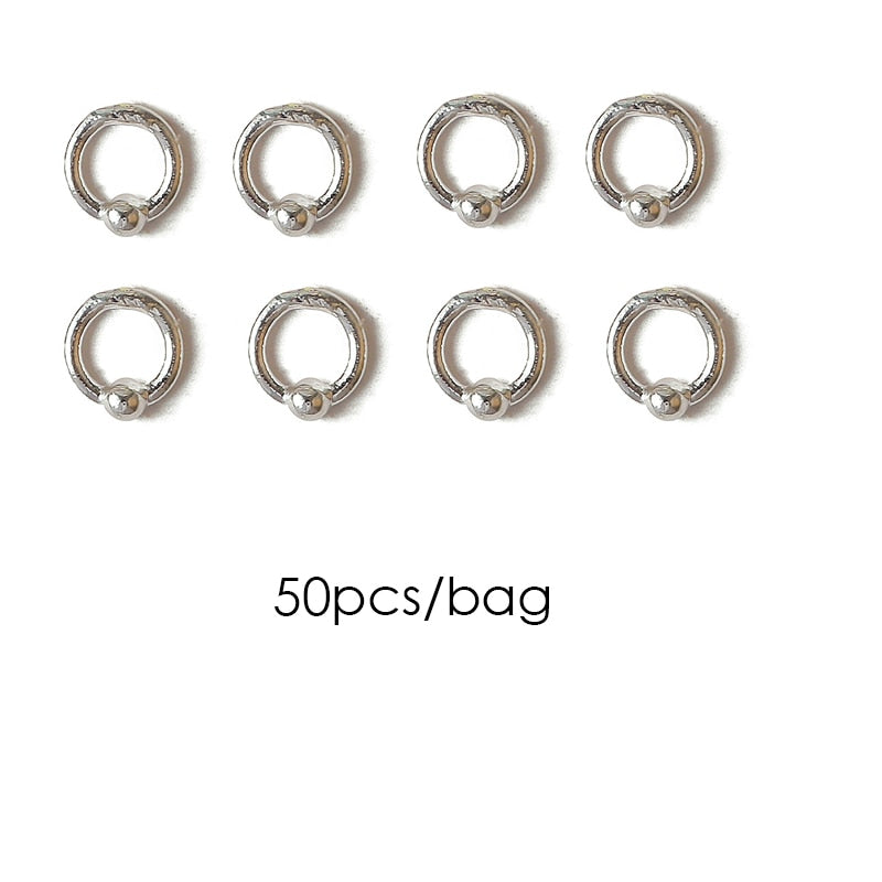 50Pcs 3D Nail Art Punk Silver Pearl Shape Gothic Design Luxury Charms Manicure Tips Rhinestones Decoration