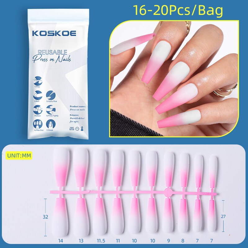 Matte False Nail Tips Solid Color Matte Super Long Coffin False Nail Ballet Press on Nails Tips