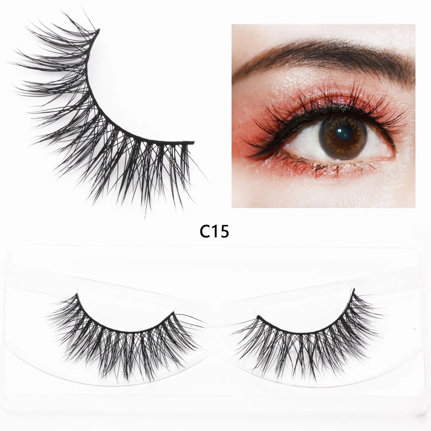 3D Mink Cat Eye Lashes Mink False Eyelash Handmade Wispy Volume Cateye Lashes Fox Eye Lashes Full Strip Lashes Makeup Fake Lash