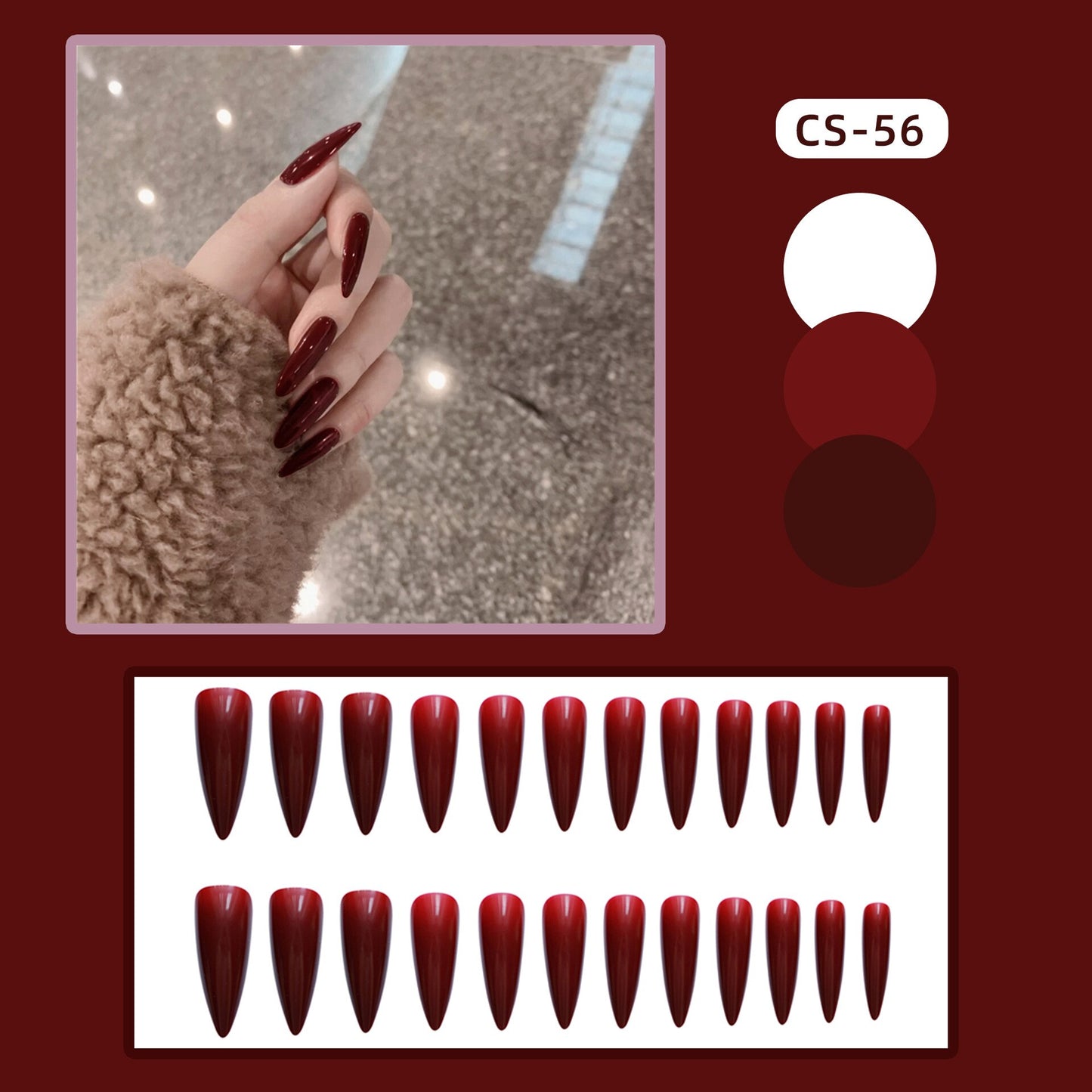 24PCS Khaki Nude Press On False Nails Tips Long Ballerina Pure Color Acrylic Fake Nails Coffin Full Cover Nail With Glue Designs