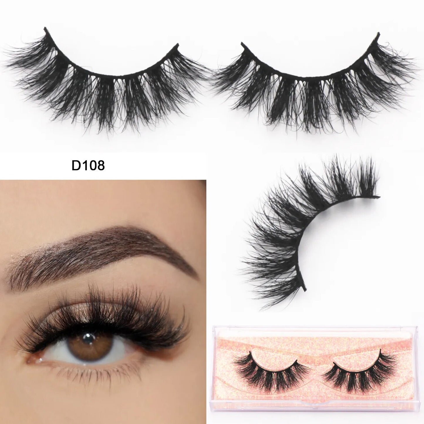 3D Mink Cat Eye Lashes Mink False Eyelash Handmade Wispy Volume Cateye Lashes Fox Eye Lashes Full Strip Lashes Makeup Fake Lash