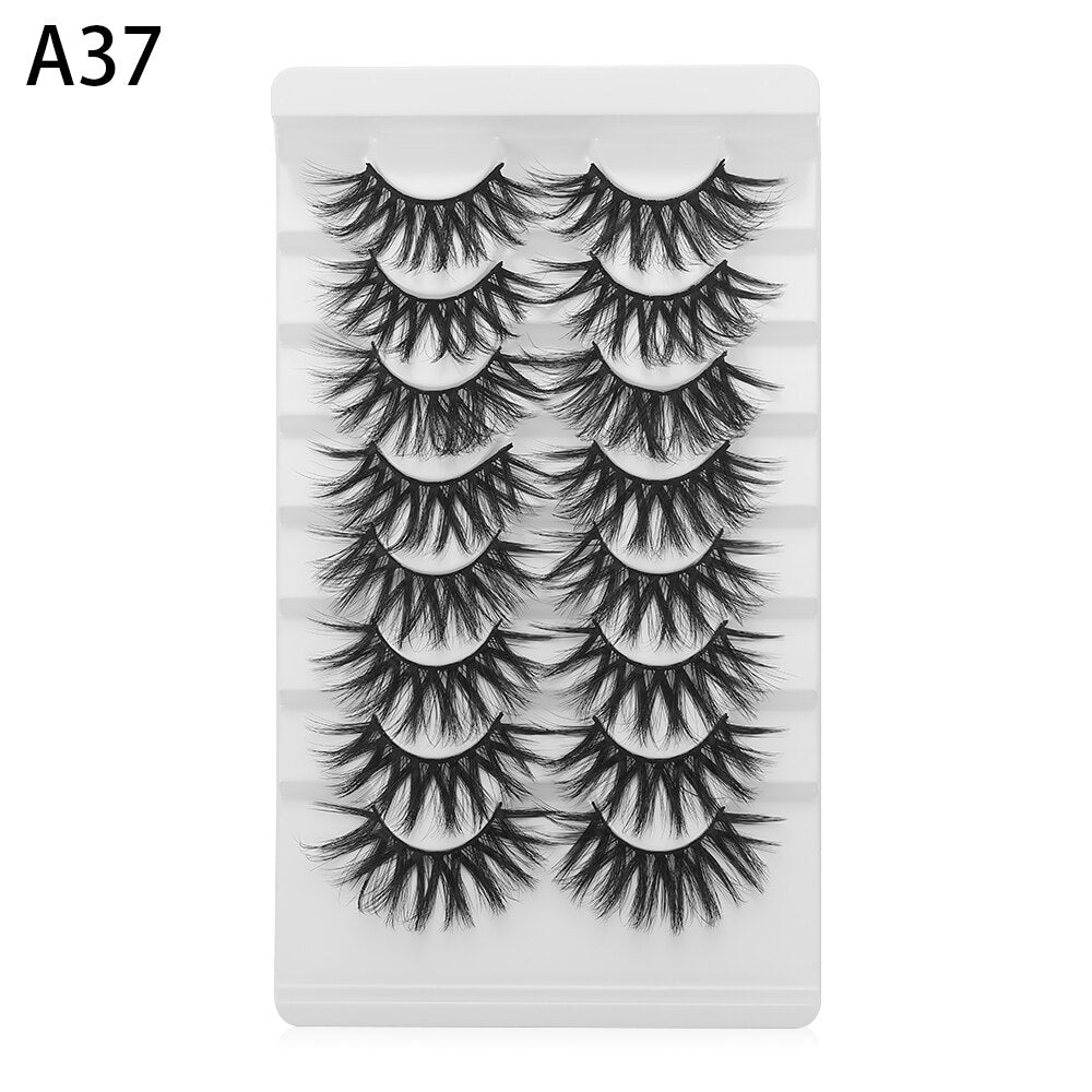 8 Pairs 3D Mink False Eyelashes Mixed Style 100% Mink Hair Wispies Criss-cross Fluffy Eyelashes Volume Handmade Cruelty-free